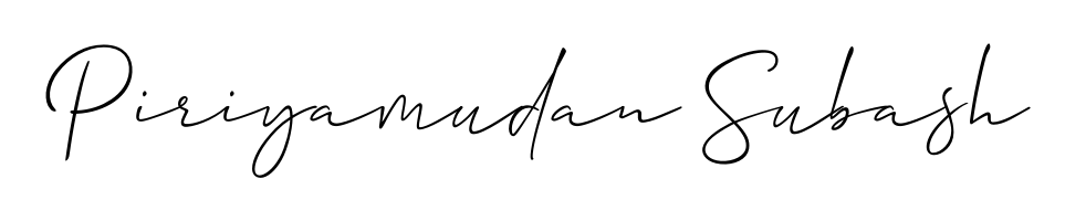 A dynamic signature style for Piriyamudan Subash using Allison_Script script. Designed to look authentic, handwritten, and professional. Piriyamudan Subash signature style 2 images and pictures png