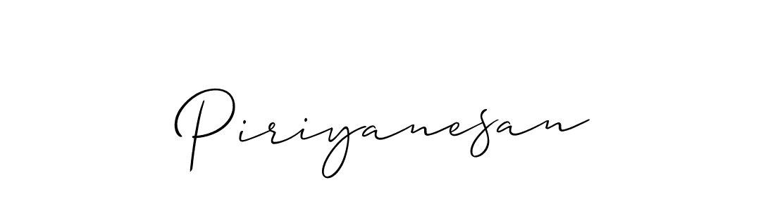 Use a signature maker to create a handwritten signature online. With this signature software, you can design (Allison_Script) your own signature for name Piriyanesan. Piriyanesan signature style 2 images and pictures png