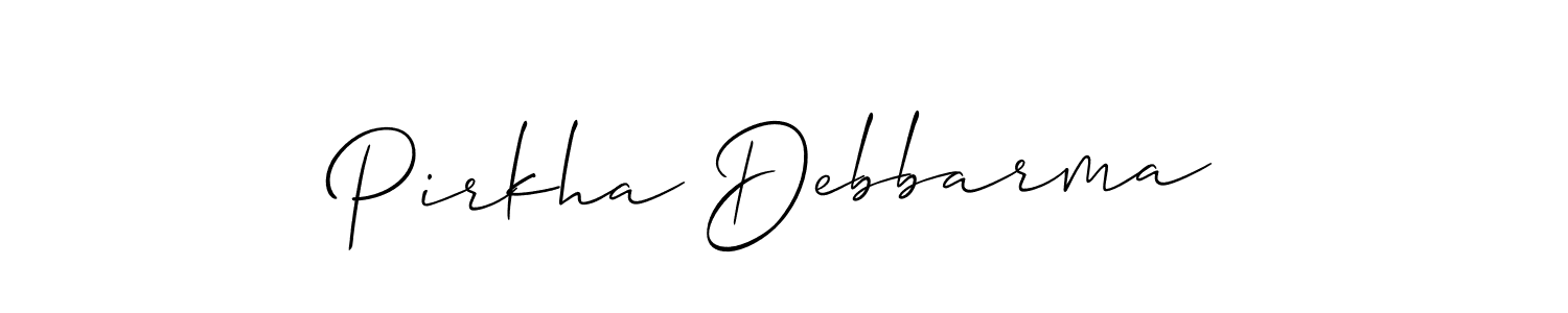 Make a beautiful signature design for name Pirkha Debbarma. With this signature (Allison_Script) style, you can create a handwritten signature for free. Pirkha Debbarma signature style 2 images and pictures png