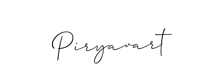 Use a signature maker to create a handwritten signature online. With this signature software, you can design (Allison_Script) your own signature for name Piryavart. Piryavart signature style 2 images and pictures png