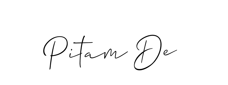 if you are searching for the best signature style for your name Pitam De. so please give up your signature search. here we have designed multiple signature styles  using Allison_Script. Pitam De signature style 2 images and pictures png