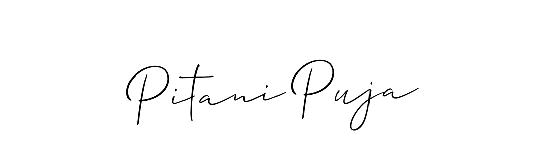 Make a beautiful signature design for name Pitani Puja. With this signature (Allison_Script) style, you can create a handwritten signature for free. Pitani Puja signature style 2 images and pictures png