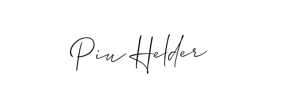 It looks lik you need a new signature style for name Piu Helder. Design unique handwritten (Allison_Script) signature with our free signature maker in just a few clicks. Piu Helder signature style 2 images and pictures png