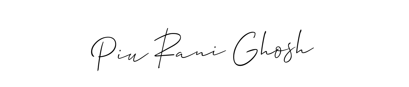 Create a beautiful signature design for name Piu Rani Ghosh. With this signature (Allison_Script) fonts, you can make a handwritten signature for free. Piu Rani Ghosh signature style 2 images and pictures png