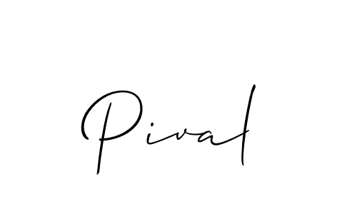 You should practise on your own different ways (Allison_Script) to write your name (Pival) in signature. don't let someone else do it for you. Pival signature style 2 images and pictures png