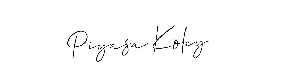 Make a beautiful signature design for name Piyasa Koley. With this signature (Allison_Script) style, you can create a handwritten signature for free. Piyasa Koley signature style 2 images and pictures png