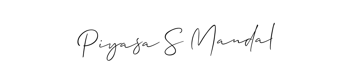 It looks lik you need a new signature style for name Piyasa S Mandal. Design unique handwritten (Allison_Script) signature with our free signature maker in just a few clicks. Piyasa S Mandal signature style 2 images and pictures png
