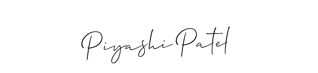 It looks lik you need a new signature style for name Piyashi Patel. Design unique handwritten (Allison_Script) signature with our free signature maker in just a few clicks. Piyashi Patel signature style 2 images and pictures png