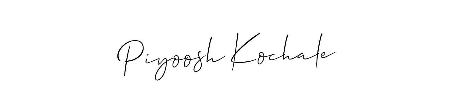 The best way (Allison_Script) to make a short signature is to pick only two or three words in your name. The name Piyoosh Kochale include a total of six letters. For converting this name. Piyoosh Kochale signature style 2 images and pictures png