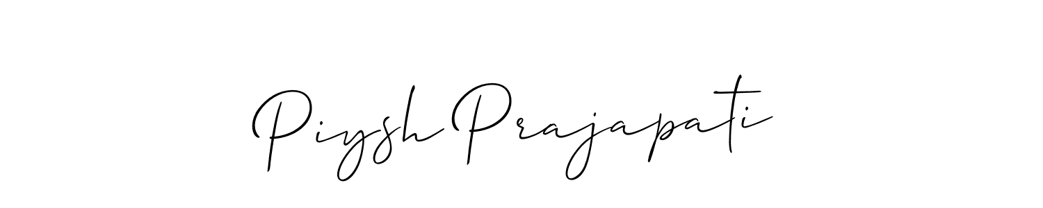 It looks lik you need a new signature style for name Piysh Prajapati. Design unique handwritten (Allison_Script) signature with our free signature maker in just a few clicks. Piysh Prajapati signature style 2 images and pictures png