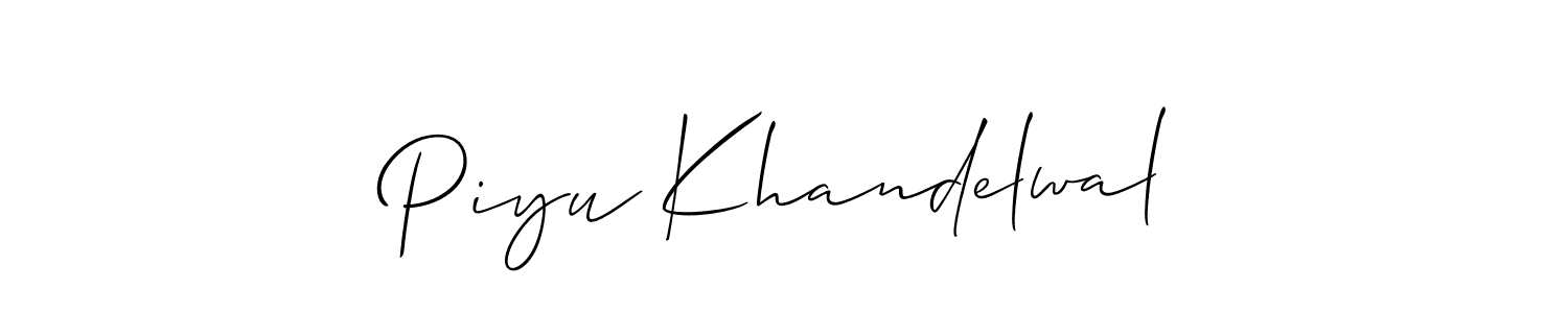 How to Draw Piyu Khandelwal signature style? Allison_Script is a latest design signature styles for name Piyu Khandelwal. Piyu Khandelwal signature style 2 images and pictures png