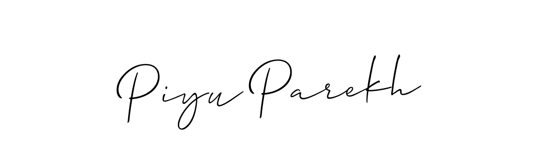 Make a beautiful signature design for name Piyu Parekh. With this signature (Allison_Script) style, you can create a handwritten signature for free. Piyu Parekh signature style 2 images and pictures png