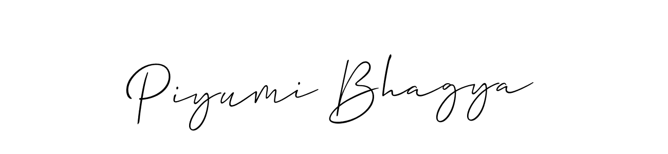 Make a beautiful signature design for name Piyumi Bhagya. With this signature (Allison_Script) style, you can create a handwritten signature for free. Piyumi Bhagya signature style 2 images and pictures png