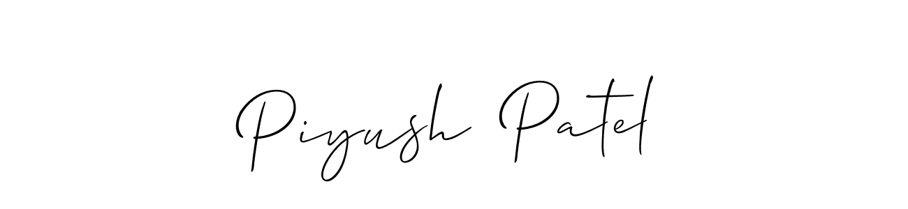 Allison_Script is a professional signature style that is perfect for those who want to add a touch of class to their signature. It is also a great choice for those who want to make their signature more unique. Get Piyush  Patel name to fancy signature for free. Piyush  Patel signature style 2 images and pictures png