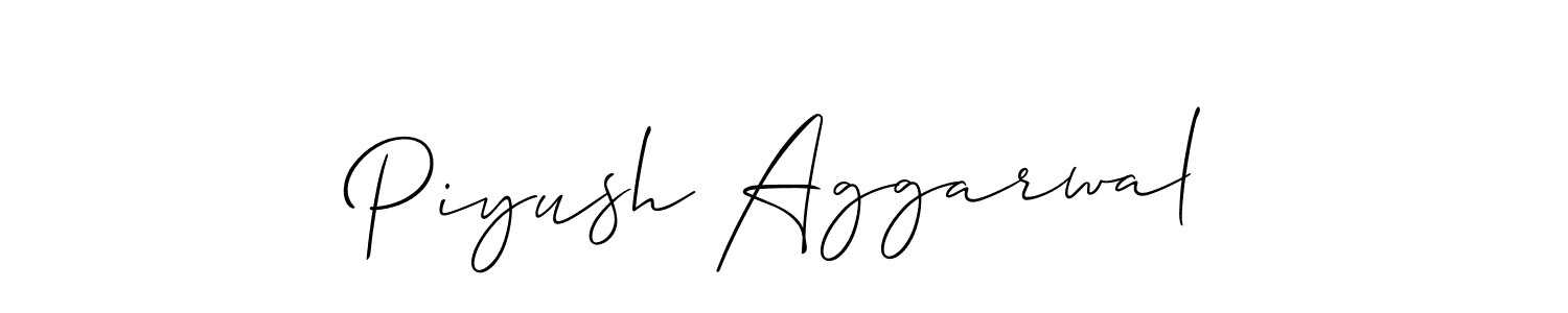 How to make Piyush Aggarwal name signature. Use Allison_Script style for creating short signs online. This is the latest handwritten sign. Piyush Aggarwal signature style 2 images and pictures png