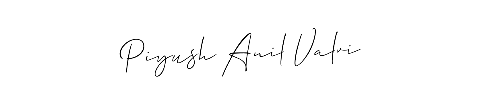 How to Draw Piyush Anil Valvi signature style? Allison_Script is a latest design signature styles for name Piyush Anil Valvi. Piyush Anil Valvi signature style 2 images and pictures png