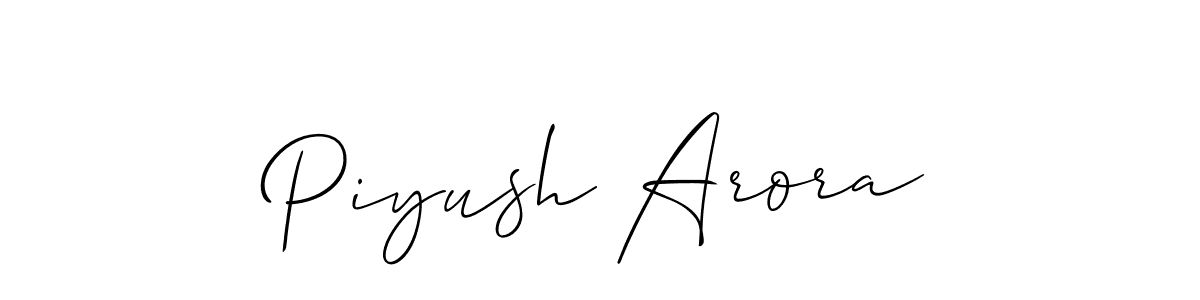 Make a beautiful signature design for name Piyush Arora. With this signature (Allison_Script) style, you can create a handwritten signature for free. Piyush Arora signature style 2 images and pictures png