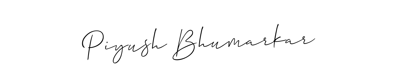 The best way (Allison_Script) to make a short signature is to pick only two or three words in your name. The name Piyush Bhumarkar include a total of six letters. For converting this name. Piyush Bhumarkar signature style 2 images and pictures png