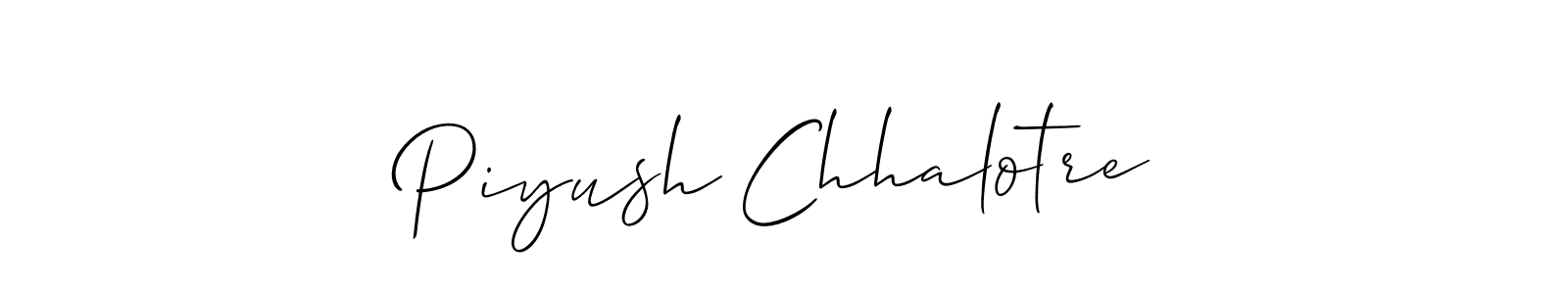 Design your own signature with our free online signature maker. With this signature software, you can create a handwritten (Allison_Script) signature for name Piyush Chhalotre. Piyush Chhalotre signature style 2 images and pictures png