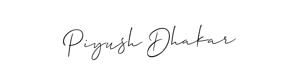 Similarly Allison_Script is the best handwritten signature design. Signature creator online .You can use it as an online autograph creator for name Piyush Dhakar. Piyush Dhakar signature style 2 images and pictures png