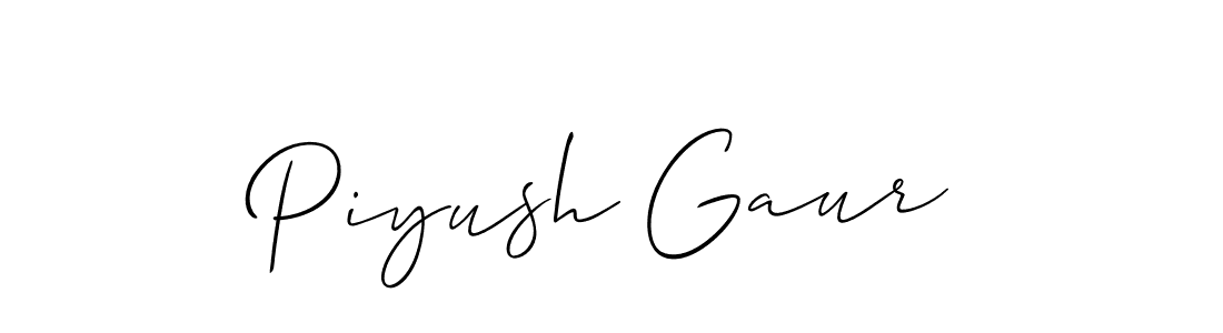 Create a beautiful signature design for name Piyush Gaur. With this signature (Allison_Script) fonts, you can make a handwritten signature for free. Piyush Gaur signature style 2 images and pictures png