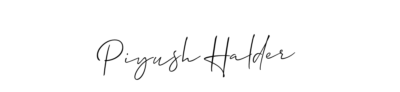 Also we have Piyush Halder name is the best signature style. Create professional handwritten signature collection using Allison_Script autograph style. Piyush Halder signature style 2 images and pictures png