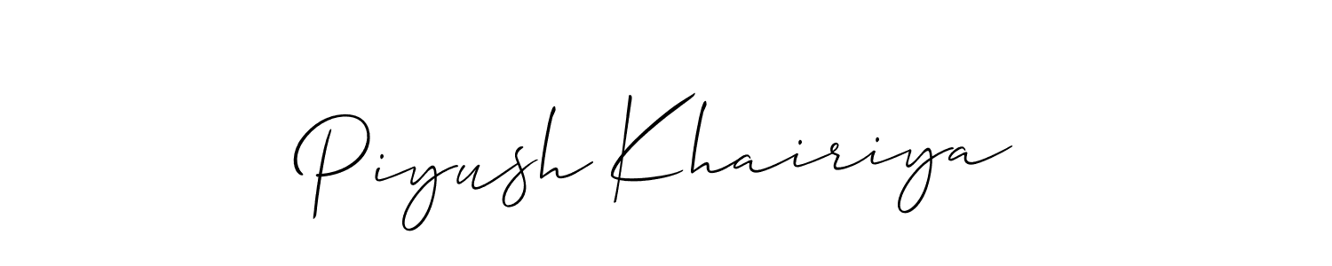 This is the best signature style for the Piyush Khairiya name. Also you like these signature font (Allison_Script). Mix name signature. Piyush Khairiya signature style 2 images and pictures png