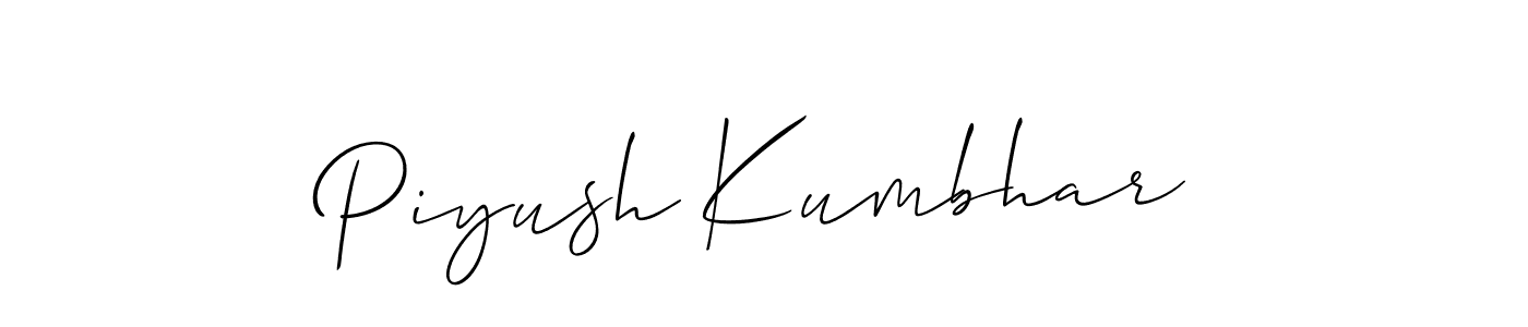 Similarly Allison_Script is the best handwritten signature design. Signature creator online .You can use it as an online autograph creator for name Piyush Kumbhar. Piyush Kumbhar signature style 2 images and pictures png