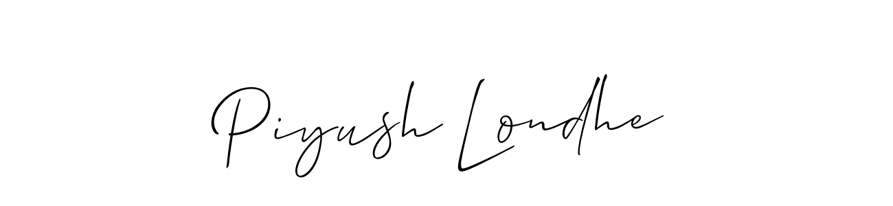 Make a beautiful signature design for name Piyush Londhe. With this signature (Allison_Script) style, you can create a handwritten signature for free. Piyush Londhe signature style 2 images and pictures png