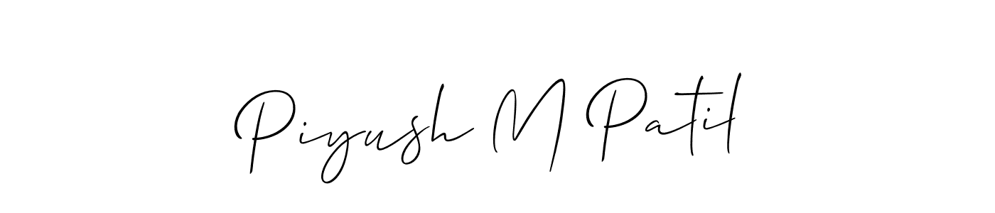 if you are searching for the best signature style for your name Piyush M Patil. so please give up your signature search. here we have designed multiple signature styles  using Allison_Script. Piyush M Patil signature style 2 images and pictures png