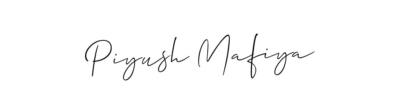 The best way (Allison_Script) to make a short signature is to pick only two or three words in your name. The name Piyush Mafiya include a total of six letters. For converting this name. Piyush Mafiya signature style 2 images and pictures png