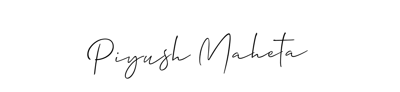 Use a signature maker to create a handwritten signature online. With this signature software, you can design (Allison_Script) your own signature for name Piyush Maheta. Piyush Maheta signature style 2 images and pictures png