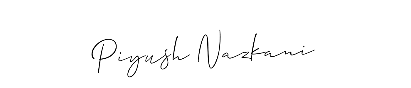 The best way (Allison_Script) to make a short signature is to pick only two or three words in your name. The name Piyush Nazkani include a total of six letters. For converting this name. Piyush Nazkani signature style 2 images and pictures png