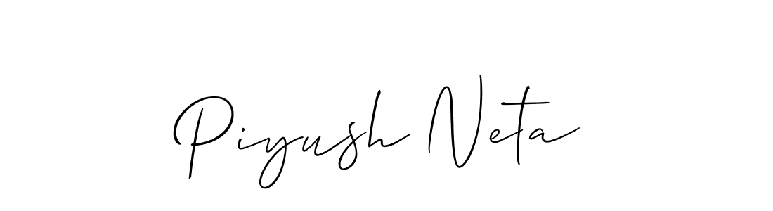 It looks lik you need a new signature style for name Piyush Neta. Design unique handwritten (Allison_Script) signature with our free signature maker in just a few clicks. Piyush Neta signature style 2 images and pictures png