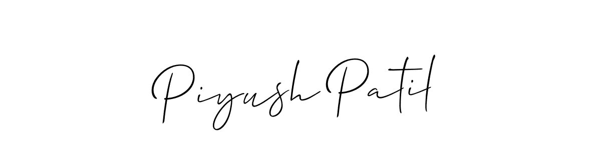 The best way (Allison_Script) to make a short signature is to pick only two or three words in your name. The name Piyush Patil include a total of six letters. For converting this name. Piyush Patil signature style 2 images and pictures png