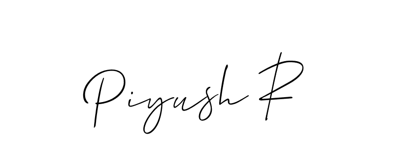 This is the best signature style for the Piyush R name. Also you like these signature font (Allison_Script). Mix name signature. Piyush R signature style 2 images and pictures png