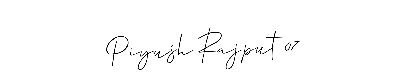 Make a beautiful signature design for name Piyush Rajput 07. With this signature (Allison_Script) style, you can create a handwritten signature for free. Piyush Rajput 07 signature style 2 images and pictures png