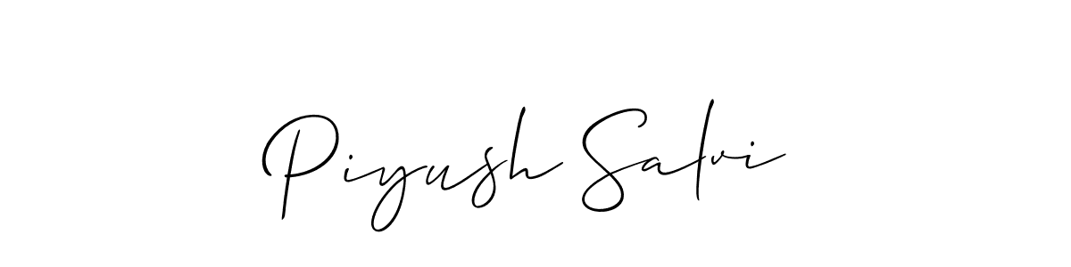 Create a beautiful signature design for name Piyush Salvi. With this signature (Allison_Script) fonts, you can make a handwritten signature for free. Piyush Salvi signature style 2 images and pictures png