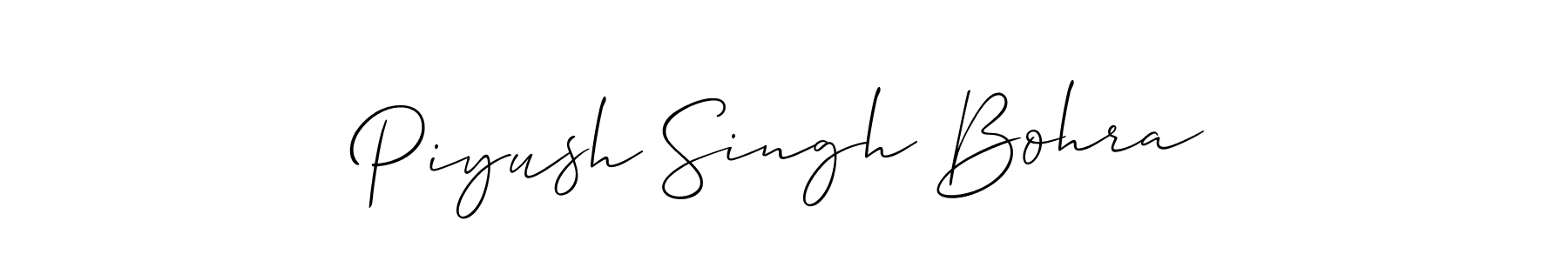 if you are searching for the best signature style for your name Piyush Singh Bohra. so please give up your signature search. here we have designed multiple signature styles  using Allison_Script. Piyush Singh Bohra signature style 2 images and pictures png