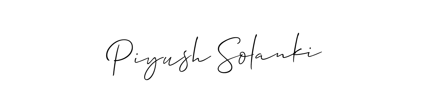 Make a beautiful signature design for name Piyush Solanki. With this signature (Allison_Script) style, you can create a handwritten signature for free. Piyush Solanki signature style 2 images and pictures png