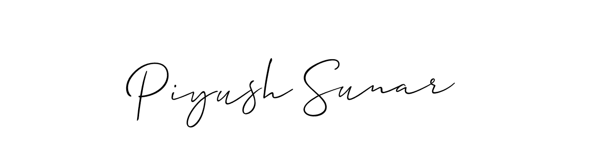 Also You can easily find your signature by using the search form. We will create Piyush Sunar name handwritten signature images for you free of cost using Allison_Script sign style. Piyush Sunar signature style 2 images and pictures png