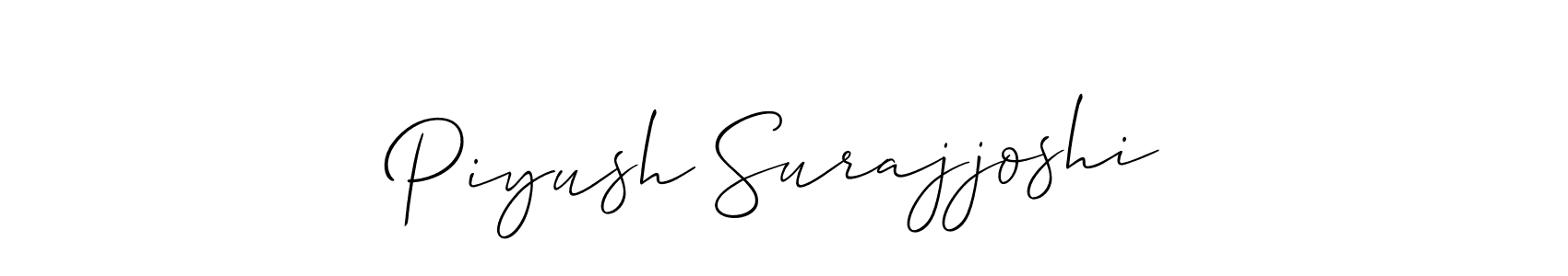 Allison_Script is a professional signature style that is perfect for those who want to add a touch of class to their signature. It is also a great choice for those who want to make their signature more unique. Get Piyush Surajjoshi name to fancy signature for free. Piyush Surajjoshi signature style 2 images and pictures png