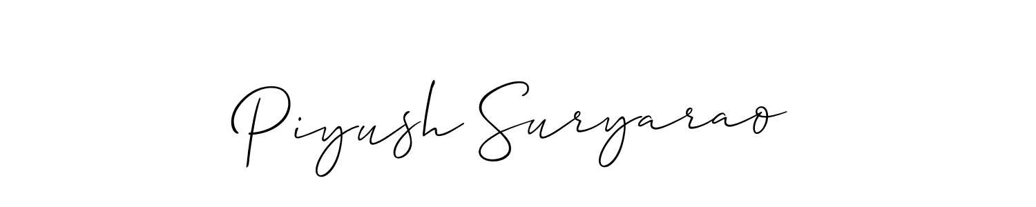 Also You can easily find your signature by using the search form. We will create Piyush Suryarao name handwritten signature images for you free of cost using Allison_Script sign style. Piyush Suryarao signature style 2 images and pictures png