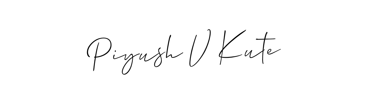 Use a signature maker to create a handwritten signature online. With this signature software, you can design (Allison_Script) your own signature for name Piyush V Kute. Piyush V Kute signature style 2 images and pictures png