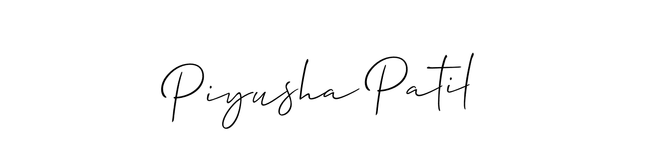 How to make Piyusha Patil name signature. Use Allison_Script style for creating short signs online. This is the latest handwritten sign. Piyusha Patil signature style 2 images and pictures png