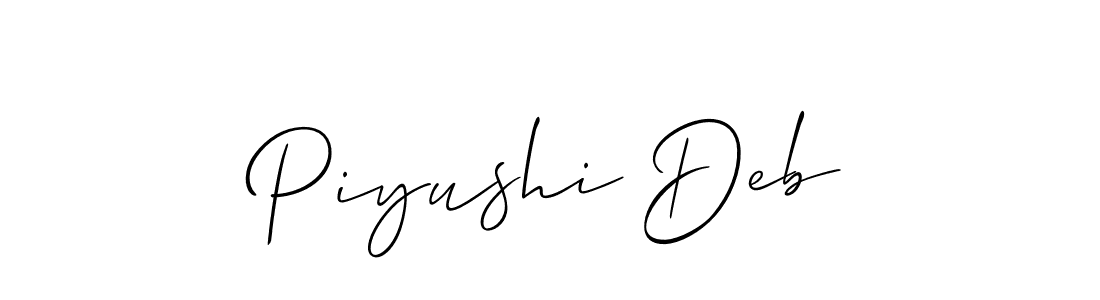 Use a signature maker to create a handwritten signature online. With this signature software, you can design (Allison_Script) your own signature for name Piyushi Deb. Piyushi Deb signature style 2 images and pictures png