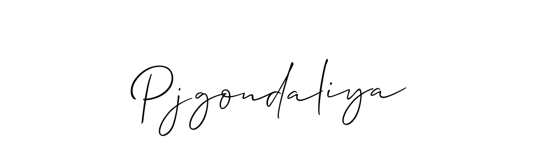 Allison_Script is a professional signature style that is perfect for those who want to add a touch of class to their signature. It is also a great choice for those who want to make their signature more unique. Get Pjgondaliya name to fancy signature for free. Pjgondaliya signature style 2 images and pictures png