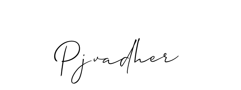 Allison_Script is a professional signature style that is perfect for those who want to add a touch of class to their signature. It is also a great choice for those who want to make their signature more unique. Get Pjvadher name to fancy signature for free. Pjvadher signature style 2 images and pictures png