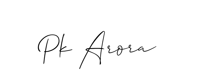 Pk Arora stylish signature style. Best Handwritten Sign (Allison_Script) for my name. Handwritten Signature Collection Ideas for my name Pk Arora. Pk Arora signature style 2 images and pictures png