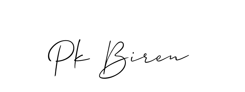 The best way (Allison_Script) to make a short signature is to pick only two or three words in your name. The name Pk Biren include a total of six letters. For converting this name. Pk Biren signature style 2 images and pictures png